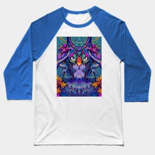 Psychadelic Trippy Cat Baseball T-Shirt